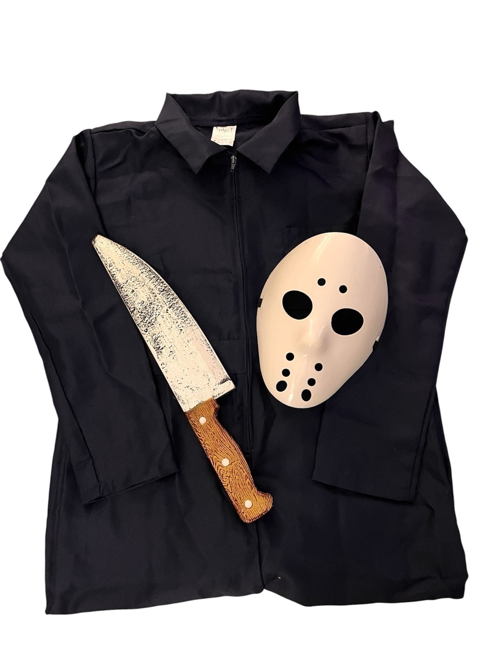 Kids Navy Blue Horror Costume Set with White Mask and Prop | Kids Large